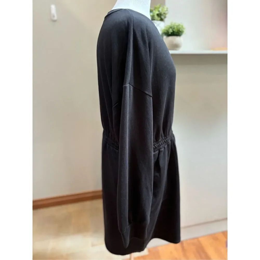 Time and Tru NWT XL black elastic waist pullover long sleeve sweatshirt dress w- - Picture 4 of 7